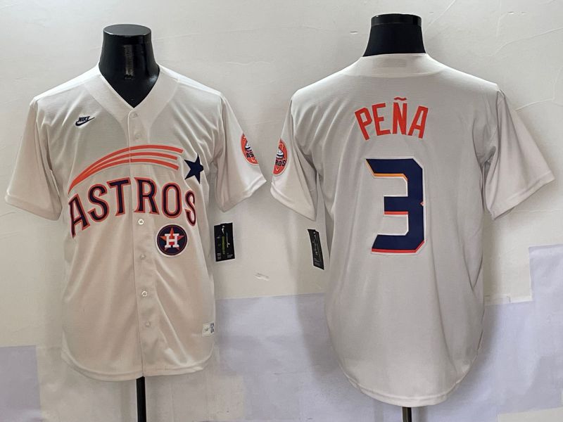 Men Houston Astros #3 Pena Cream Five generations Joint Name 2025 Nike MLB Jersey style 11->houston astros->MLB Jersey